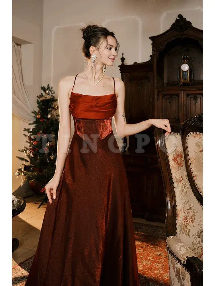 Wholesale Pretty Mermaid Spaghetti Straps Burgundy Long Prom Dresses Party Evening Dress formal wear dresses