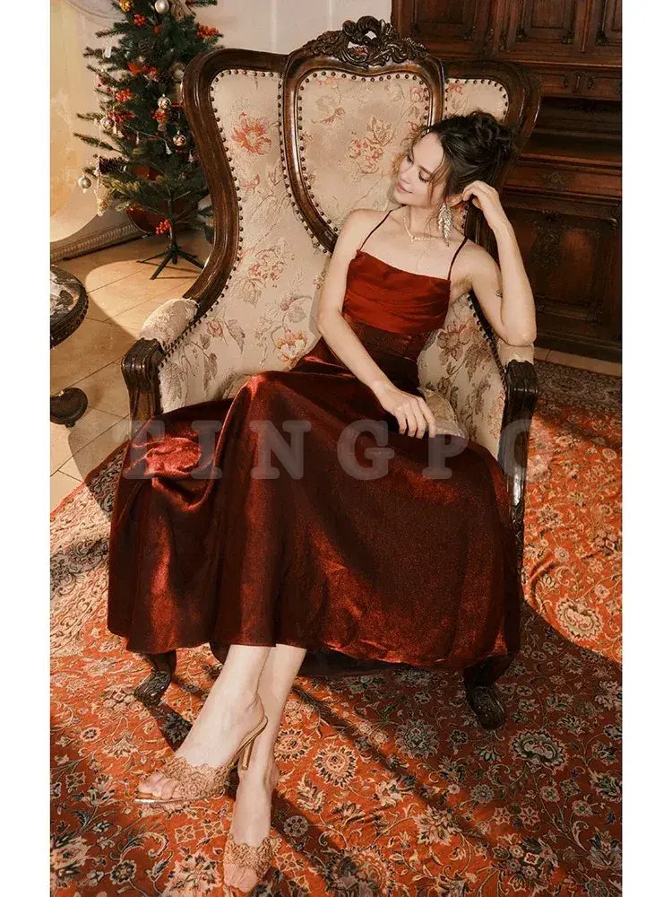 Wholesale Pretty Mermaid Spaghetti Straps Burgundy Long Prom Dresses Party Evening Dress formal wear dresses