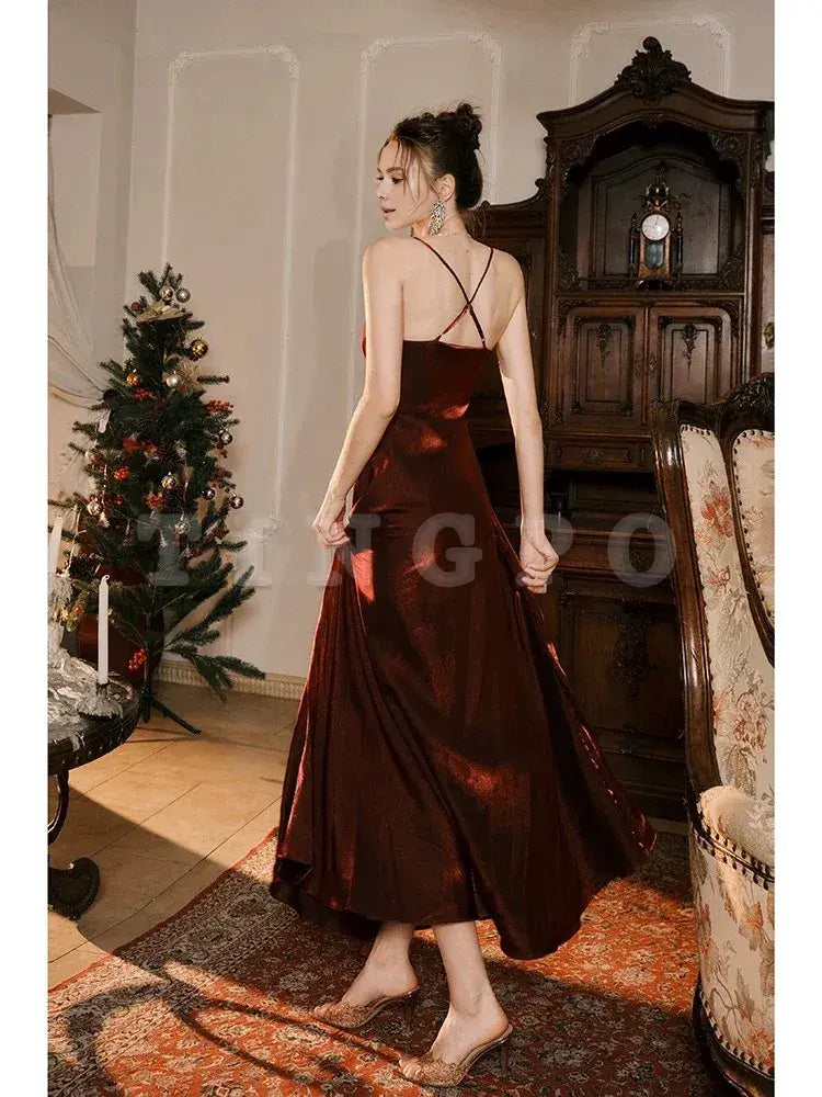 Wholesale Pretty Mermaid Spaghetti Straps Burgundy Long Prom Dresses Party Evening Dress formal wear dresses