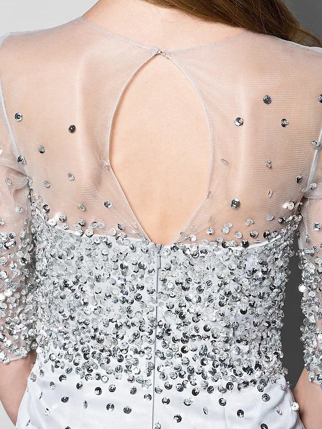 Wholesale A-Line Mother of the Bride Dress Jewel Neck Floor Length Organza Half Sleeve with Beading Sequin