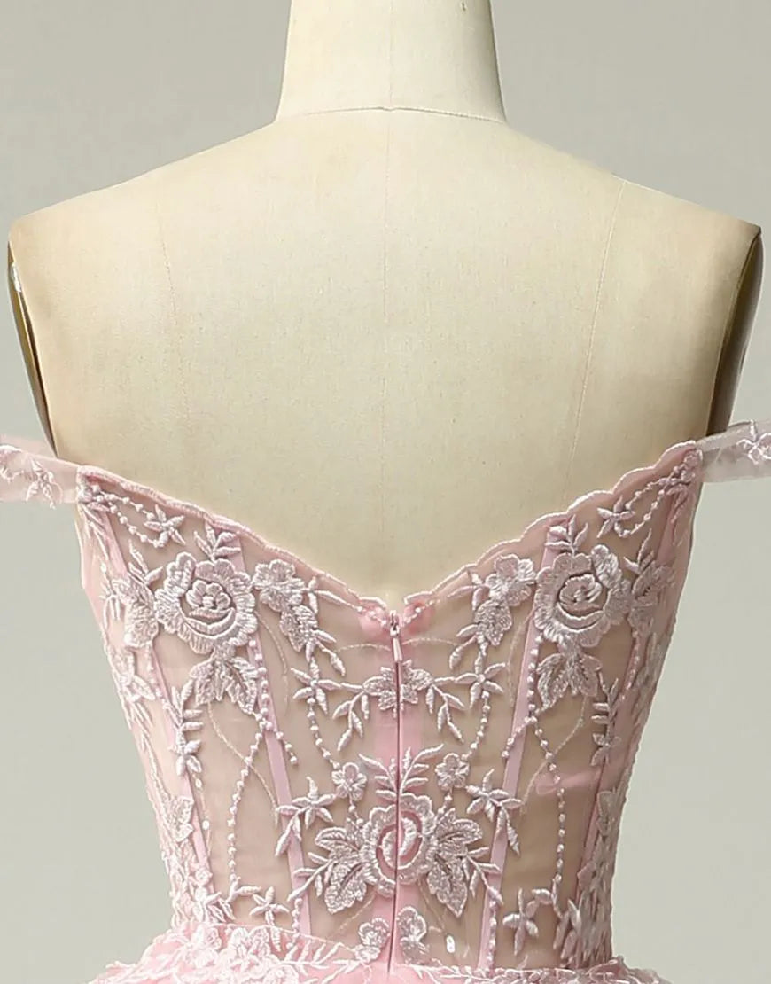 Wholesale Princess A-Line Off The Shoulder Tiered Prom Dress With Appliques prom dresses shops