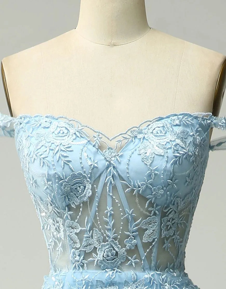 Wholesale Princess A-Line Off The Shoulder Tiered Prom Dress With Appliques prom dresses shops