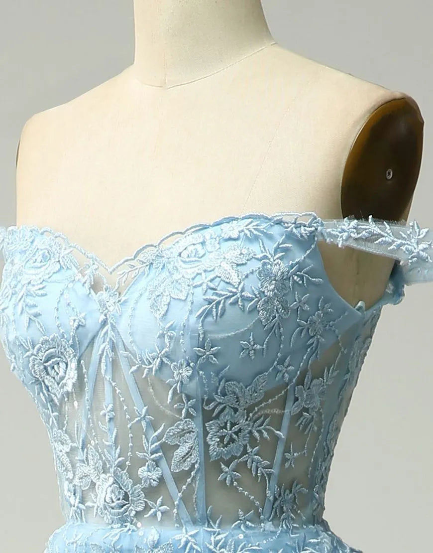 Wholesale Princess A-Line Off The Shoulder Tiered Prom Dress With Appliques prom dresses shops
