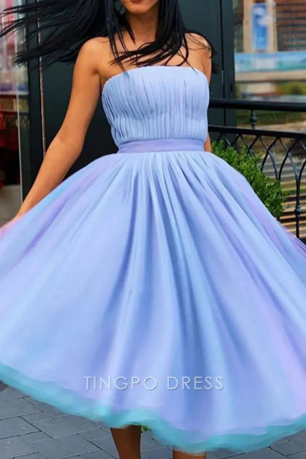 TingPo Wholesale Elegant Romantic A-line Homecoming Dress With Pleating formal wear dresses