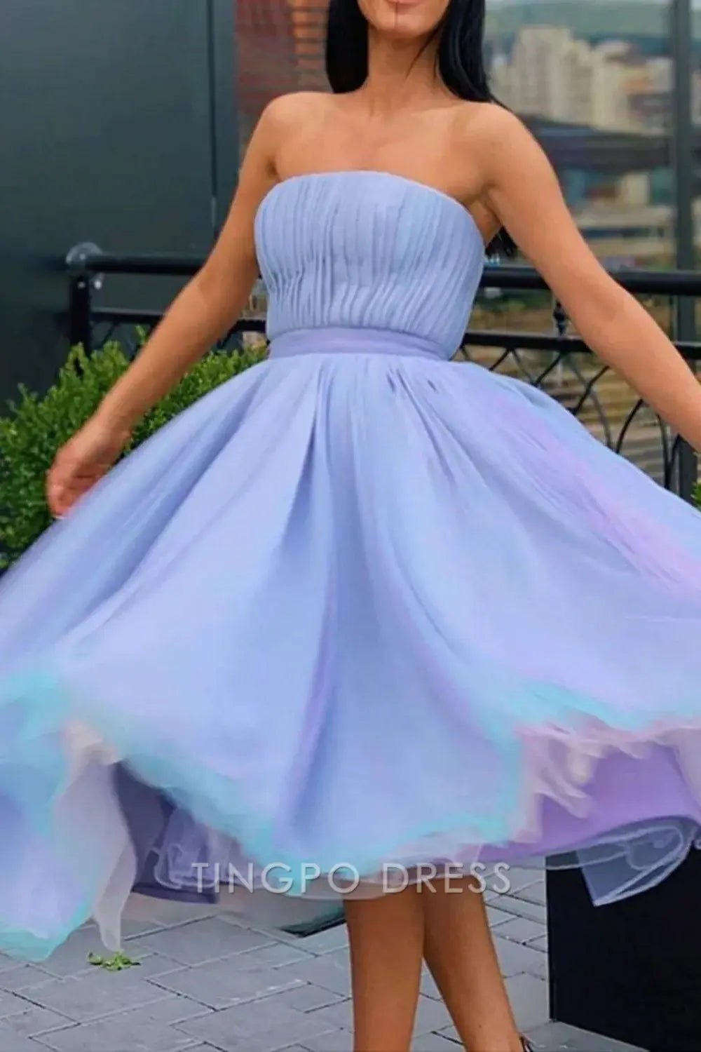 TingPo Wholesale Elegant Romantic A-line Homecoming Dress With Pleating formal wear dresses