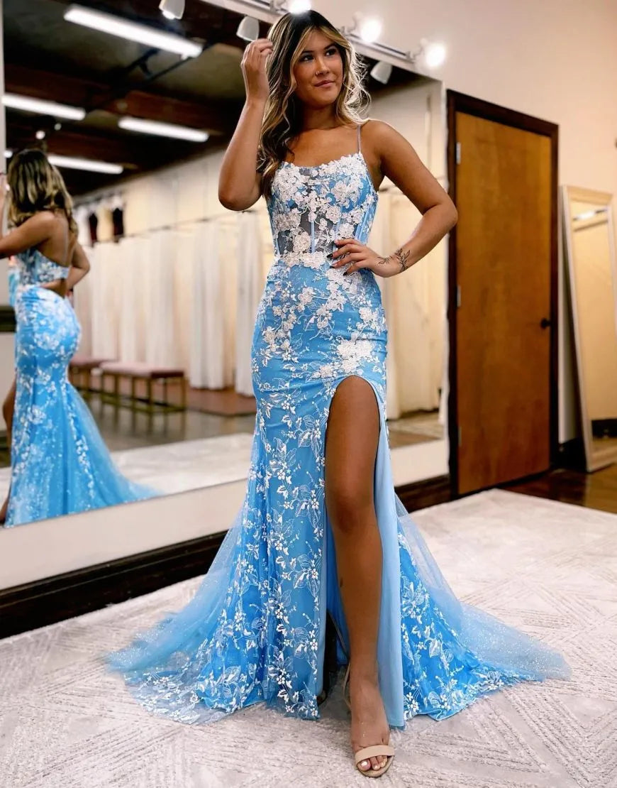 Wholesale Romantic Mermaid Key Hole Back Prom Dress With Appliques prom dresses with long sleeves