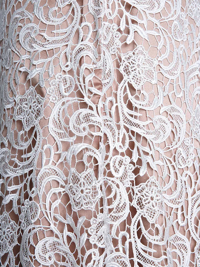 Wholesale Mother of the Bride Dress Convertible Dress Straps Lace Charmeuse Length Sleeve with Lace Ruched