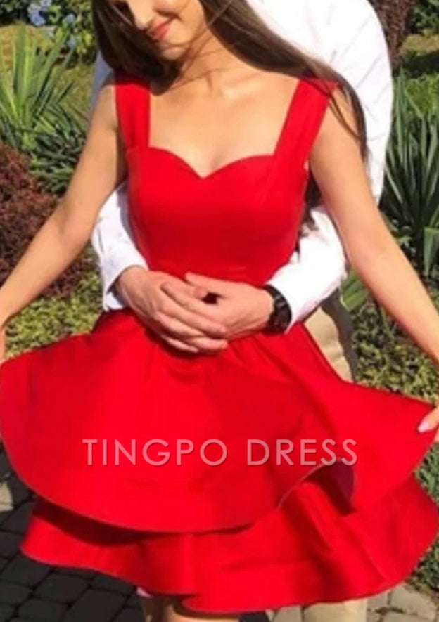 TingPo Wholesale Satin Off-the-Shoulder Mini A-line Homecoming Dress