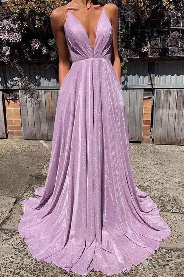 TingPo Wholesale Sexy Deep V-neck Backless Prom Dresses Sparkly Long Prom Dresses