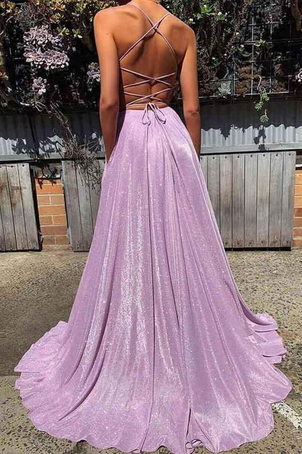 TingPo Wholesale Sexy Deep V-neck Backless Prom Dresses Sparkly Long Prom Dresses