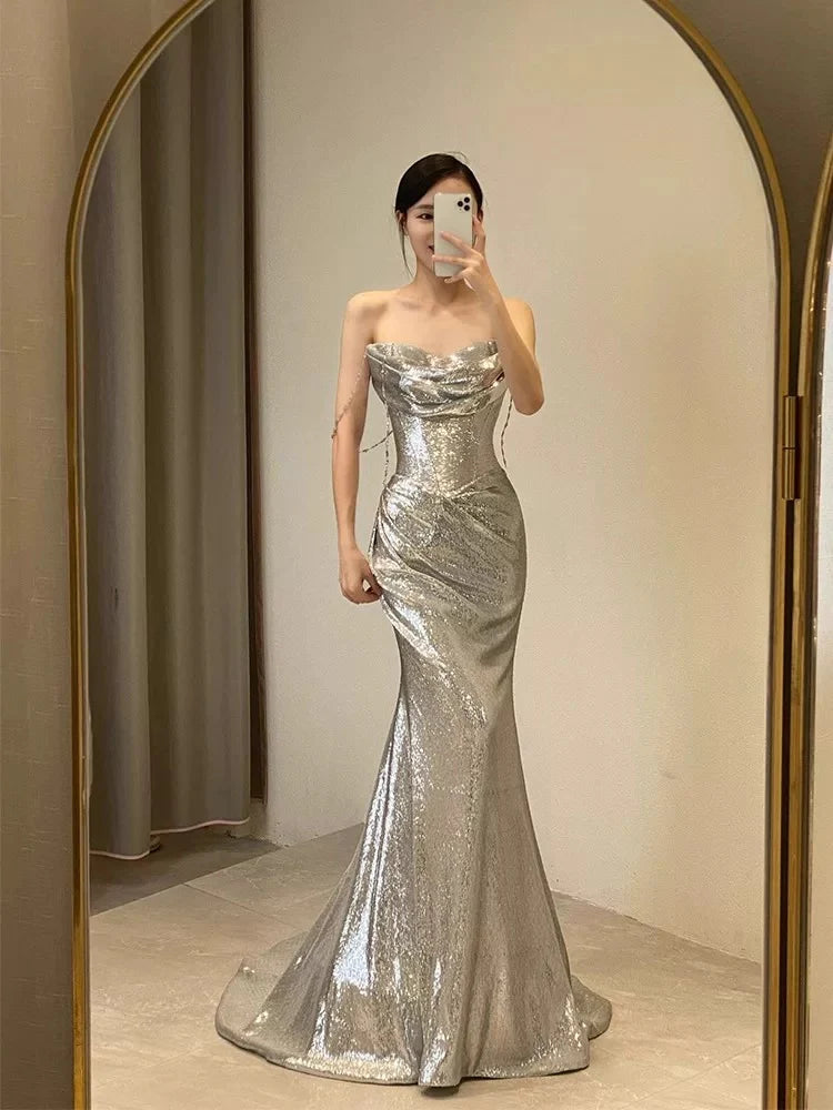 TingPo Wholesale Sexy Mermaid Sequin Long Evening Dress Prom Dresses Birthday Outfits New Arrivals