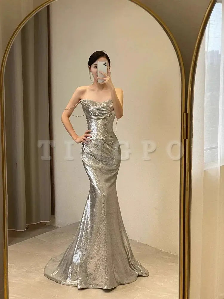 Wholesale Sexy Mermaid Sequin Long Evening Dress Prom Dresses Birthday Outfits formal wear dresses