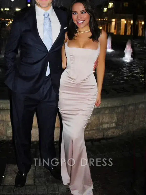 TingPo Wholesale Sexy Mermaid Straps Long Pink Prom Dress Evening Dress