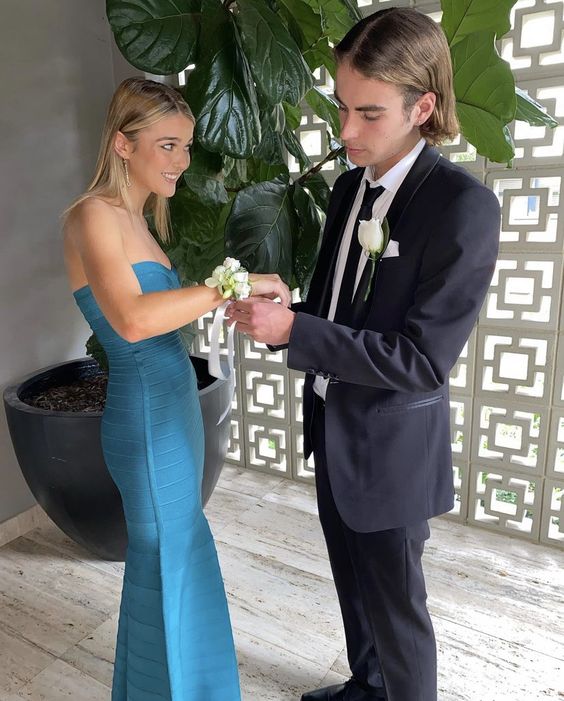 TingPo Wholesale Sexy Mermaid Sweetheart Blue Prom Dresses Evening Dress