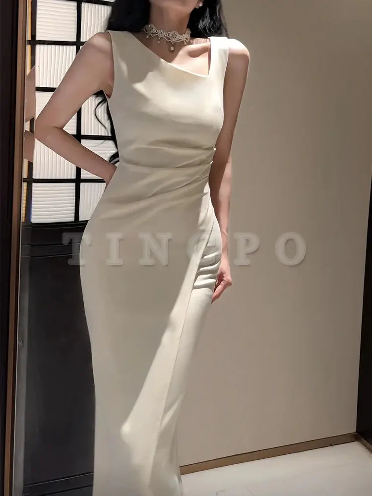 Wholesale Sexy Sheath Ivory Satin Slit Ankle Length Prom Dresses Evening Dress formal wear dresses