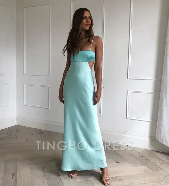 TingPo Wholesale Sexy Sheath Straps Mint Green Prom Dresses Evening Dress