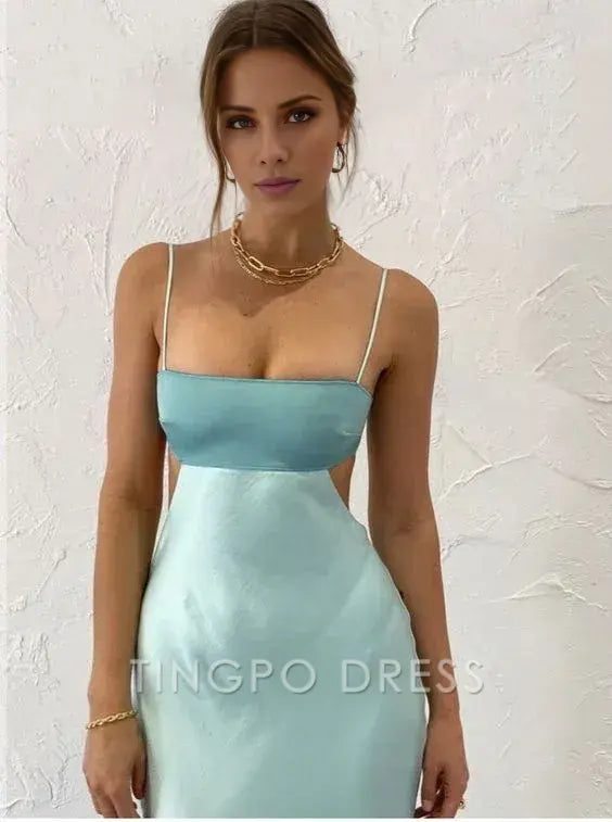 TingPo Wholesale Sexy Sheath Straps Mint Green Prom Dresses Evening Dress