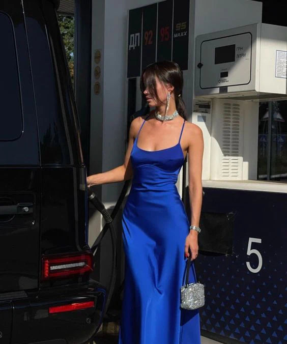 TingPo Wholesale Sexy Sheath Straps Royal Blue Prom Dresses Evening Dress