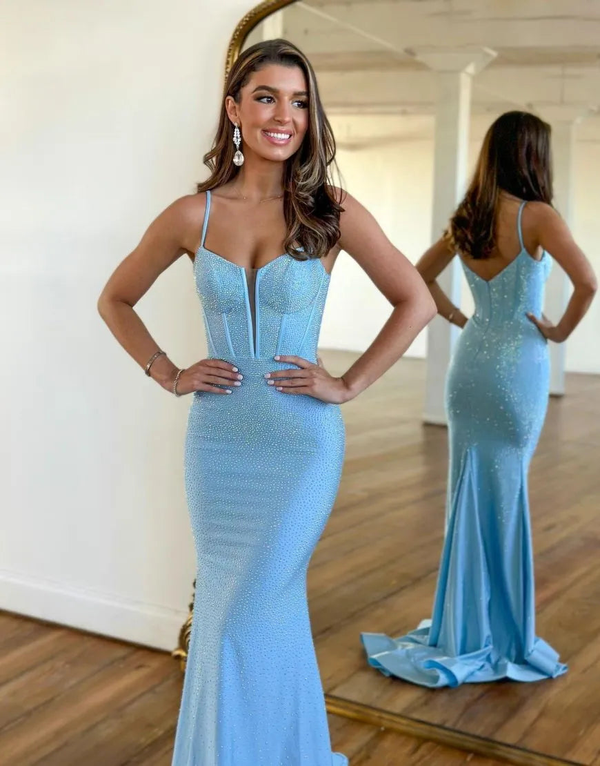 Wholesale Sexy Spaghetti Straps Long Glitter Prom Dress prom dresses with long sleeves