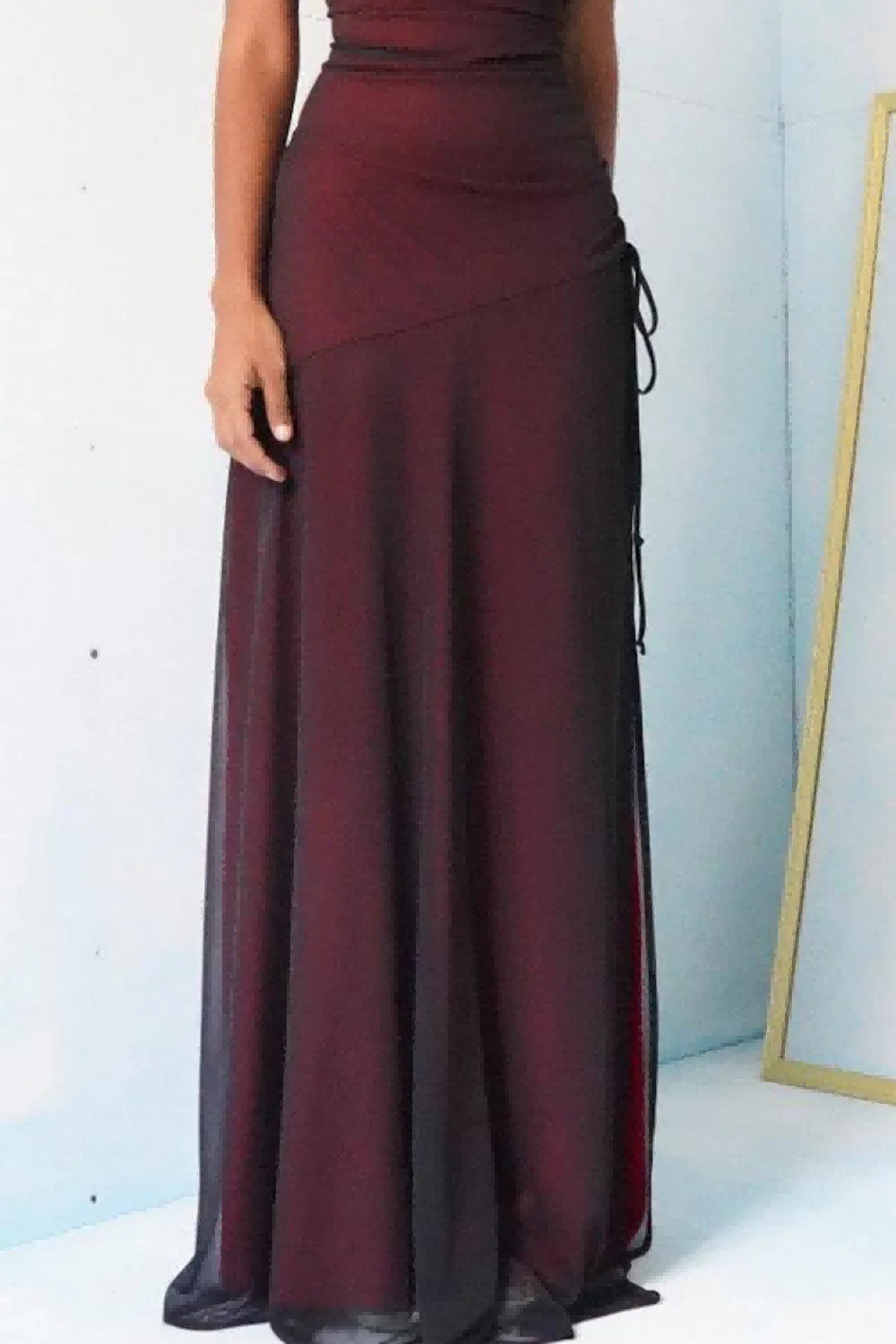 TingPo Wholesale Sheath Spaghetti Straps Burgundy Long Prom Dress with Silt