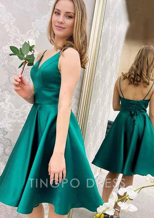 TingPo Wholesale Short A-line Satin Homecoming Dress