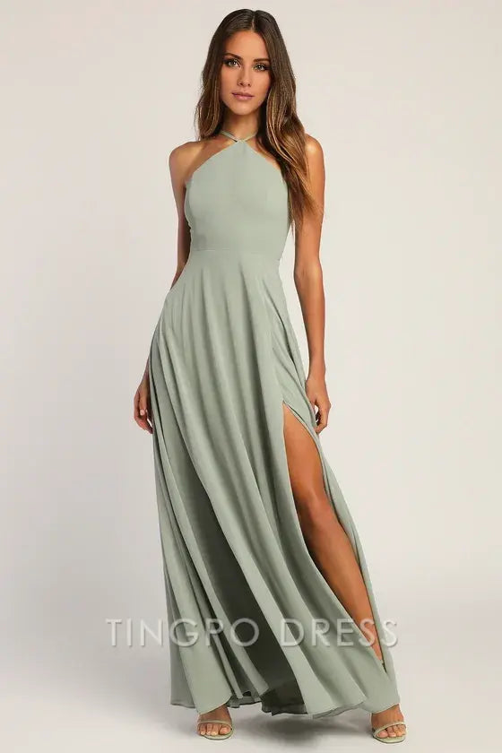 TingPo Wholesale Signature Elegance Absolutely Breathtaking Sage Brush Maxi Dress formal wear dresses