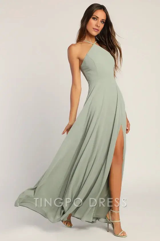 TingPo Wholesale Signature Elegance Absolutely Breathtaking Sage Brush Maxi Dress formal wear dresses