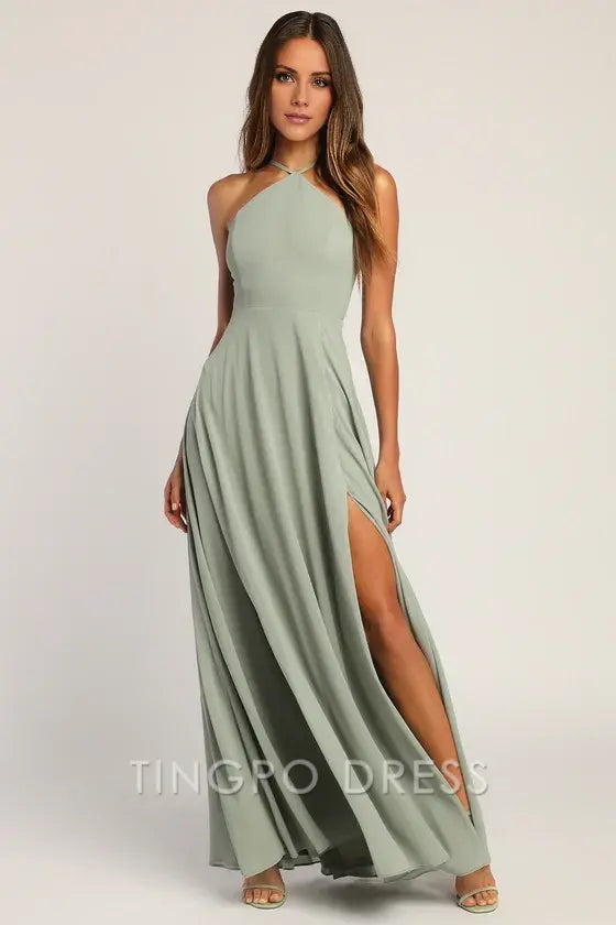 TingPo Wholesale Signature Elegance Absolutely Breathtaking Sage Brush Maxi Dress formal wear dresses