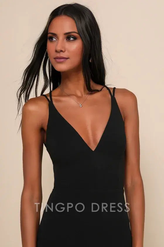 TingPo Wholesale Signature Elegance All this Allure Black Strappy Backless Mermaid Maxi Dress formal wear dresses