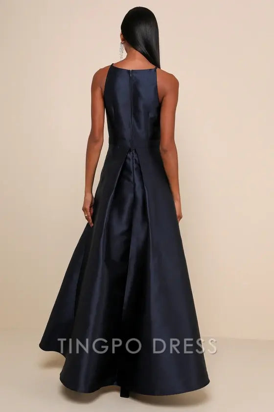 TingPo Wholesale Signature Elegance Broadway Show Navy Blue High-Low Gown formal wear dresses