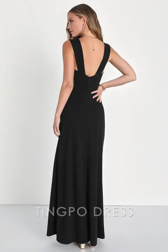 TingPo Wholesale Signature Elegance Daring Elegance Black Sleeveless Mermaid Maxi Dress formal wear dresses