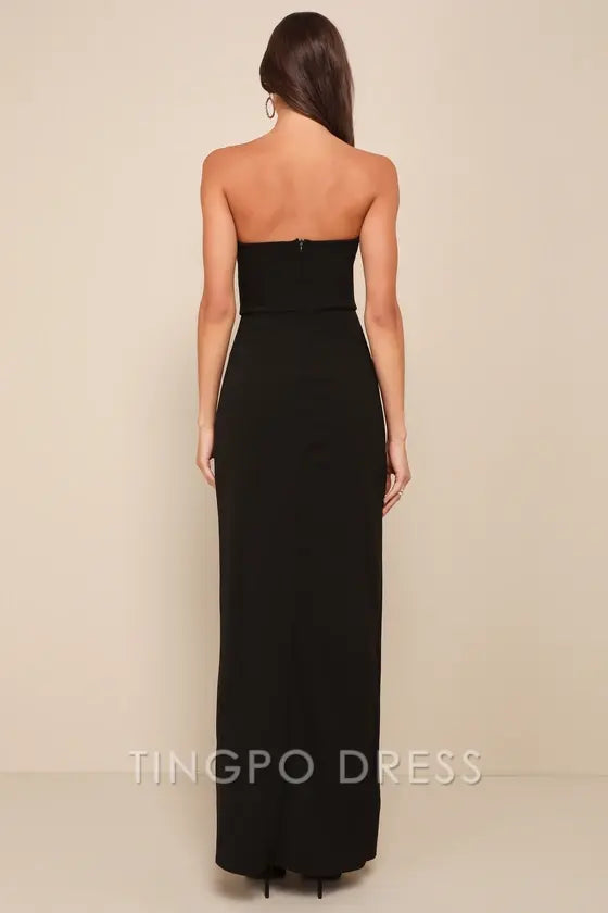 TingPo Wholesale Signature Elegance Dedicated to Glamour Black Strapless Maxi Dress formal wear dresses