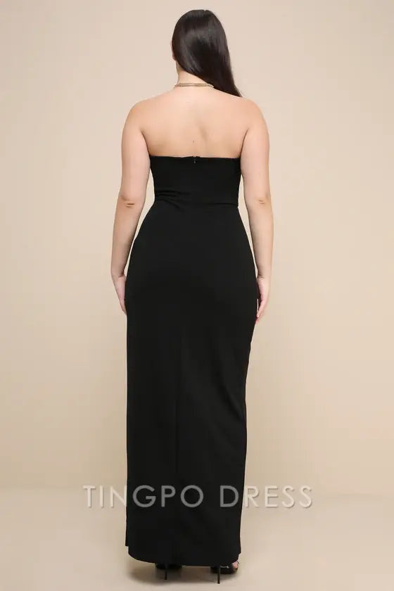 TingPo Wholesale Signature Elegance Dedicated to Glamour Black Strapless Maxi Dress formal wear dresses