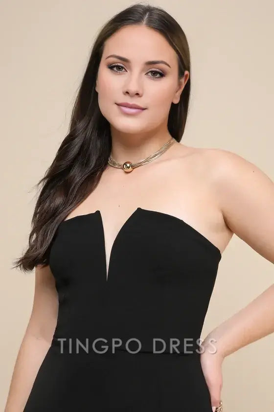 TingPo Wholesale Signature Elegance Dedicated to Glamour Black Strapless Maxi Dress formal wear dresses