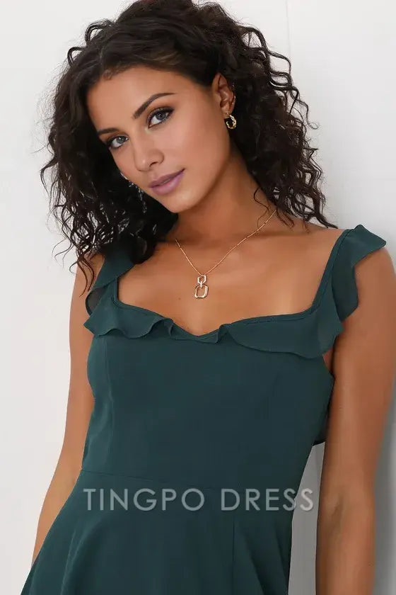 TingPo Wholesale Signature Elegance Dreamy Admiration Emerald Green Ruffled Maxi Dress formal wear dresses