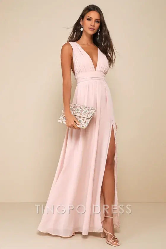 TingPo Wholesale Signature Elegance Heavenly Hues Blush Maxi Dress formal wear dresses