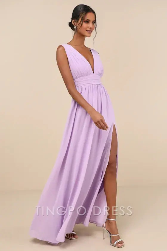 TingPo Wholesale Signature Elegance Heavenly Hues Lavender Maxi Dress formal wear dresses