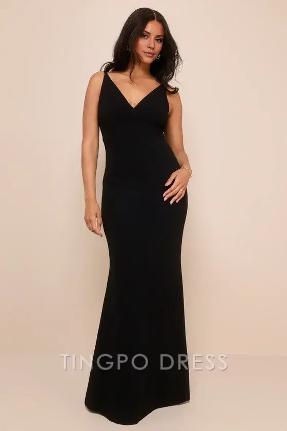 TingPo Wholesale Signature Elegance Melora Black Sleeveless Maxi Dress formal wear dresses