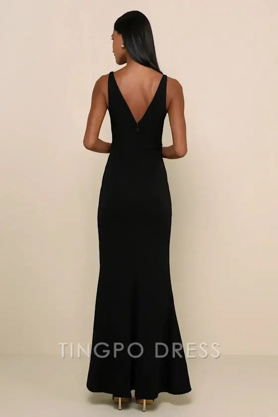TingPo Wholesale Signature Elegance Melora Black Sleeveless Maxi Dress formal wear dresses