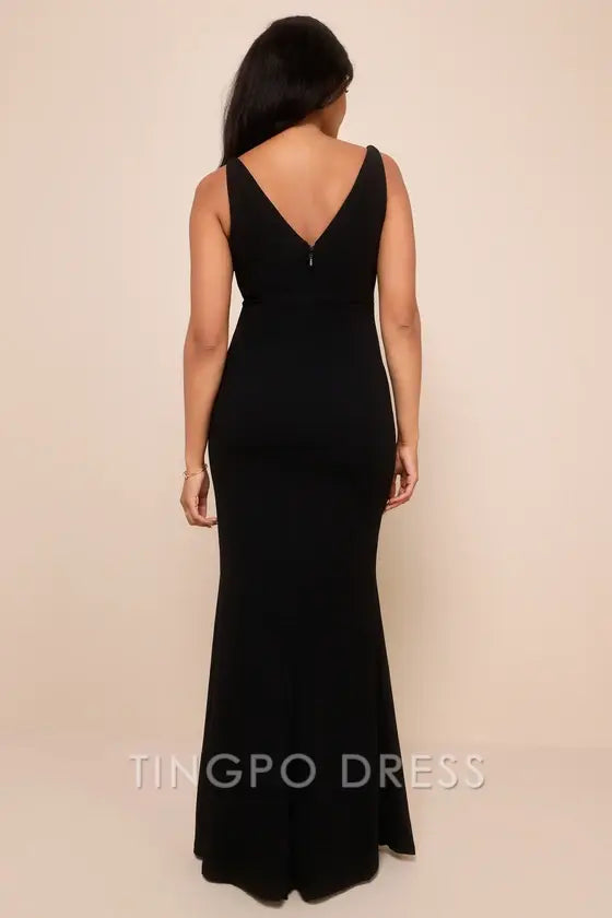 TingPo Wholesale Signature Elegance Melora Black Sleeveless Maxi Dress formal wear dresses