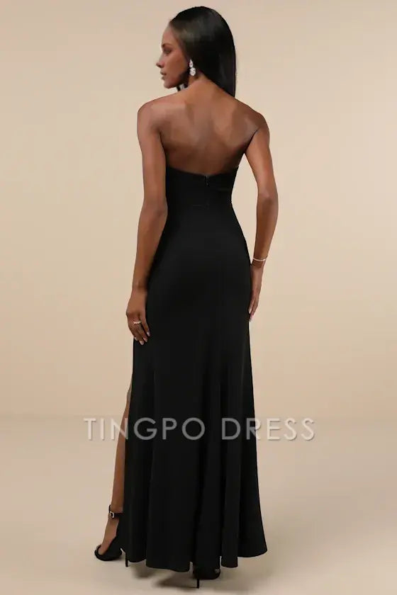 TingPo Wholesale Signature Elegance Spellbinding Allure Black Bustier Strapless Mermaid Maxi Dress formal wear dresses