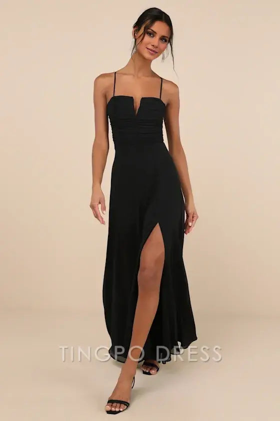 TingPo Wholesale Signature Elegance Sweeney Black Sleeveless Maxi Dress formal wear dresses