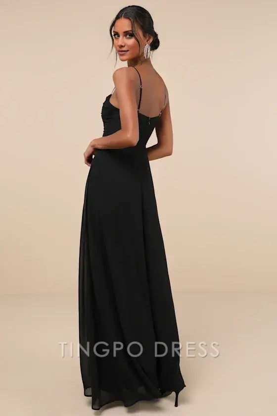 TingPo Wholesale Signature Elegance Sweeney Black Sleeveless Maxi Dress formal wear dresses