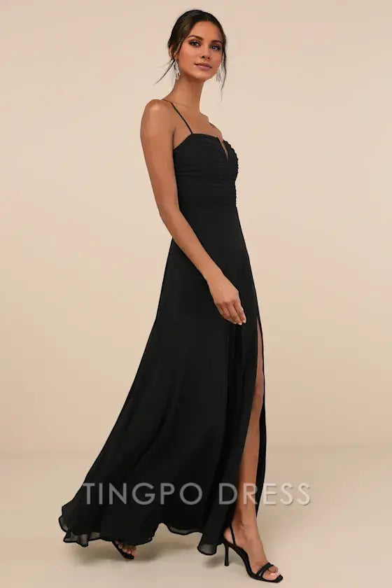 TingPo Wholesale Signature Elegance Sweeney Black Sleeveless Maxi Dress formal wear dresses