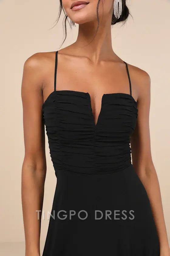 TingPo Wholesale Signature Elegance Sweeney Black Sleeveless Maxi Dress formal wear dresses