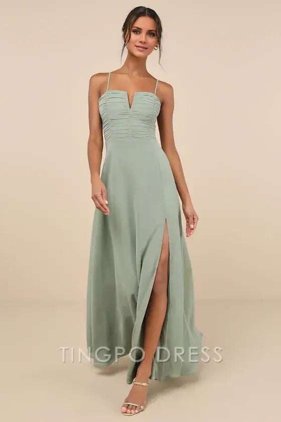 TingPo Wholesale Signature Elegance Sweeney Sage Brush Sleeveless Maxi Dress formal wear dresses