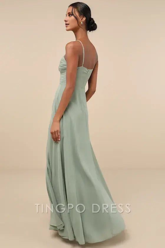 TingPo Wholesale Signature Elegance Sweeney Sage Brush Sleeveless Maxi Dress formal wear dresses