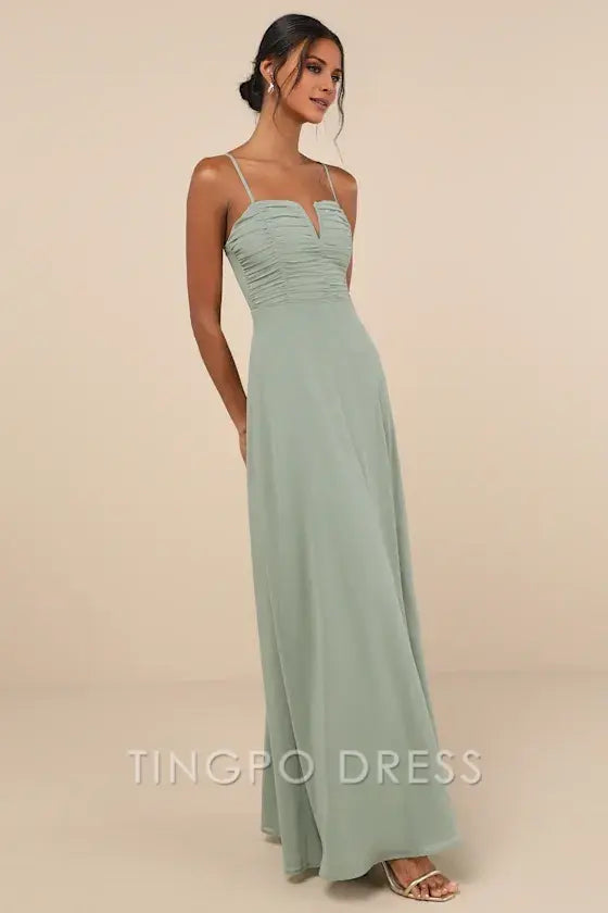TingPo Wholesale Signature Elegance Sweeney Sage Brush Sleeveless Maxi Dress formal wear dresses