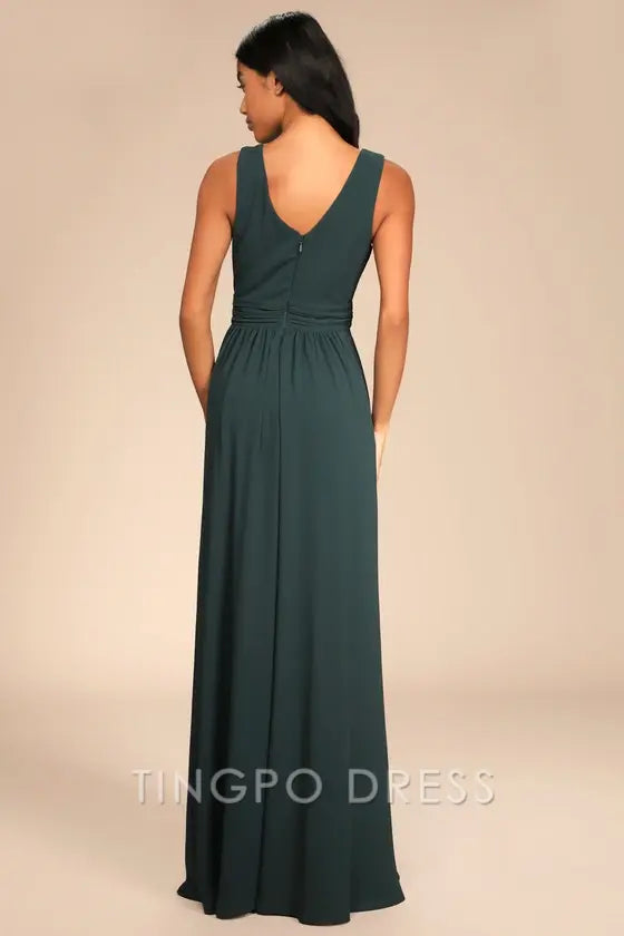 TingPo Wholesale Signature Elegance Thoughts of Hue Emerald Green Surplice Maxi Dress formal wear dresses ﻿