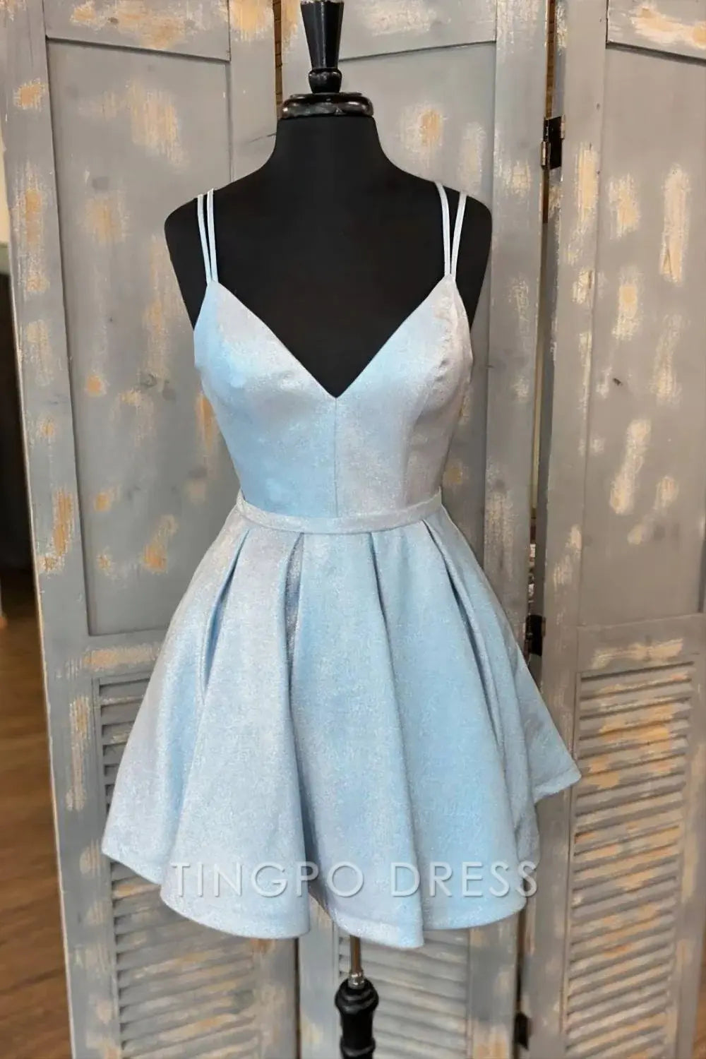 TingPo Wholesale Elegant Simple A-line V Neck Mini Homecoming Dress formal wear dresses